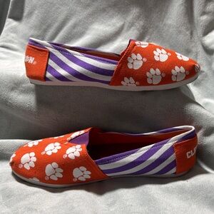 Orange and Purple Striped Paw Print Shoes